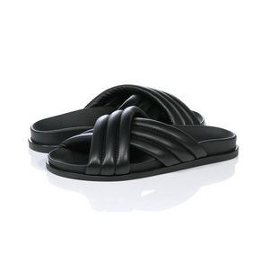 Aquatalia Women's Ivie Leather Sandals in Black leather size 10